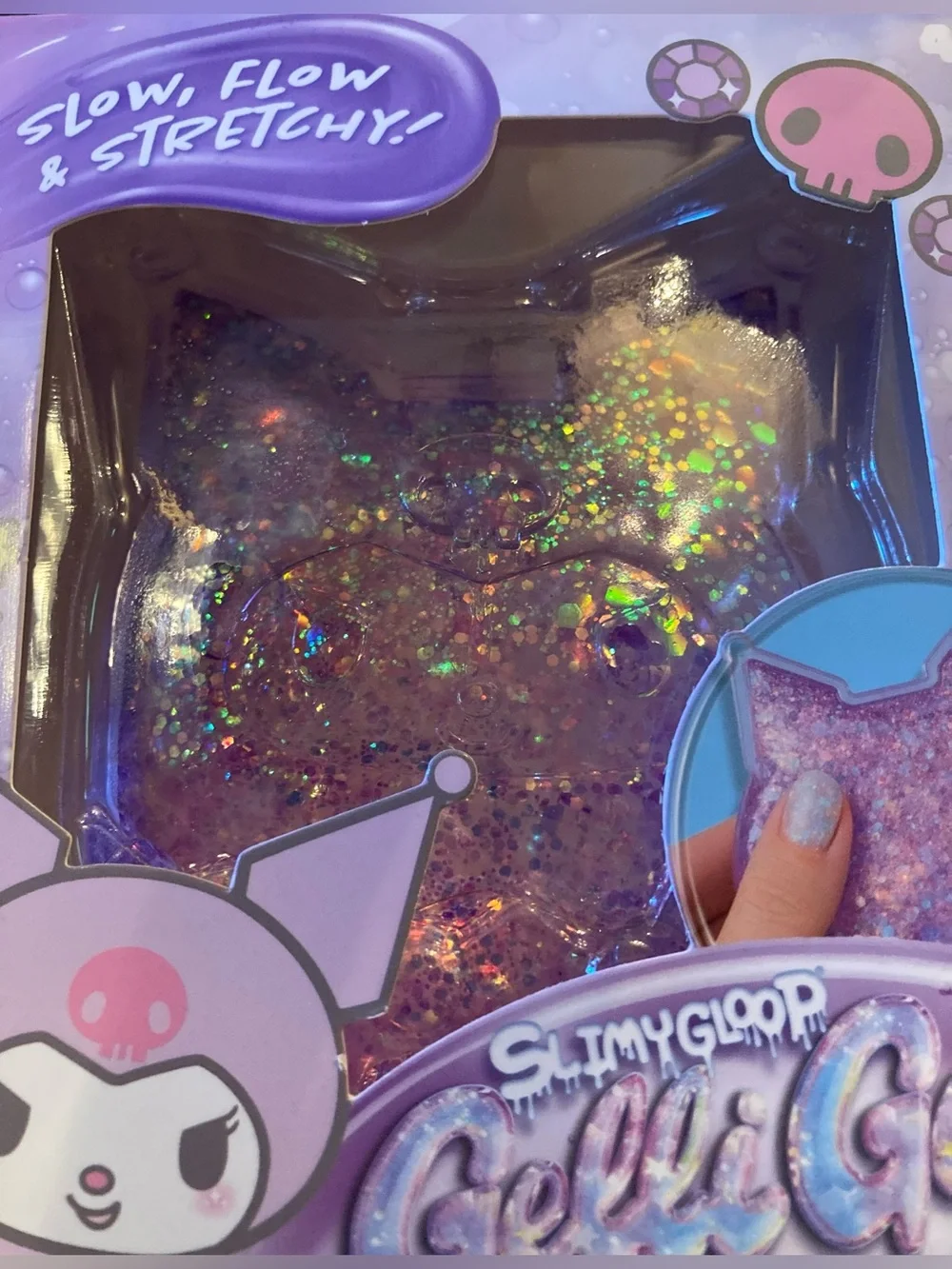 Kuromi Purple Glitter Slow Flow Stretchy Gelli Gels Hello Kitty and Friends